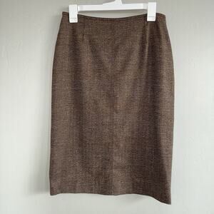 Piazza Sempione Wool Pencil Skirt Brown Woman’s IT Size 44 Made In Italy Tweed